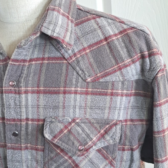 BTC Authentic Bay Trading Co. Mens 100% Cotton Western Snap Flennel Chore Shirt - Picture 2 of 9